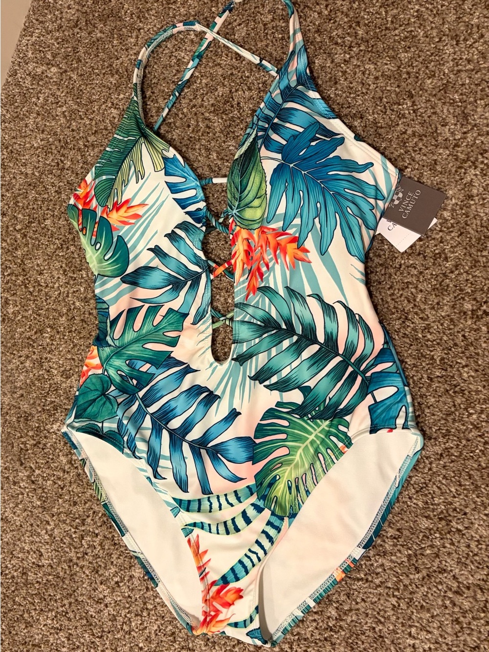Tropical Leaf One-Piece Swimsuit in Teal & Green - Women's Swim